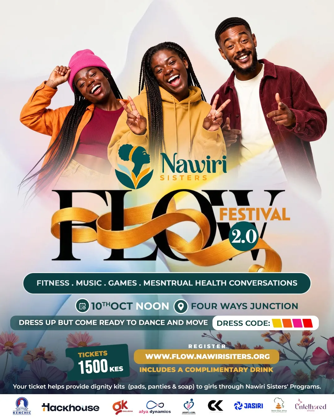 Flow Festival 2.0 poster: Saturday, 10 October 2026, From 12 noon. KES 1,500.